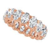 14K Gold Oval Natural Diamond Low Profile Eternity Band - 5x3.5mm Stones - Rose Gold - view 10