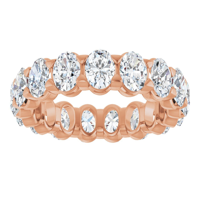 14K Gold Oval Lab-Grown Diamond Low Profile Eternity Band - 5x3.5mm Stones - Rose Gold - view 8