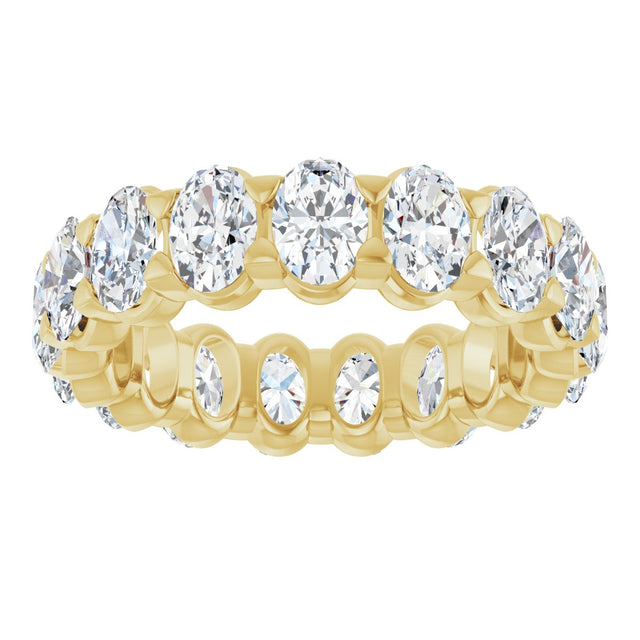 14K Gold Oval Natural Diamond Low Profile Eternity Band - 5x3.5mm Stones - Yellow Gold - view 8