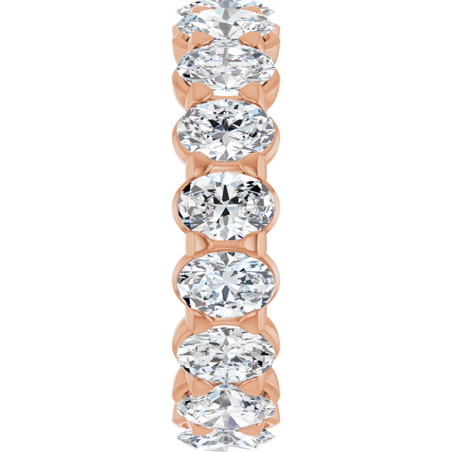 14K Gold Oval Natural Diamond Low Profile Eternity Band - 5x3.5mm Stones - Rose Gold - view 9