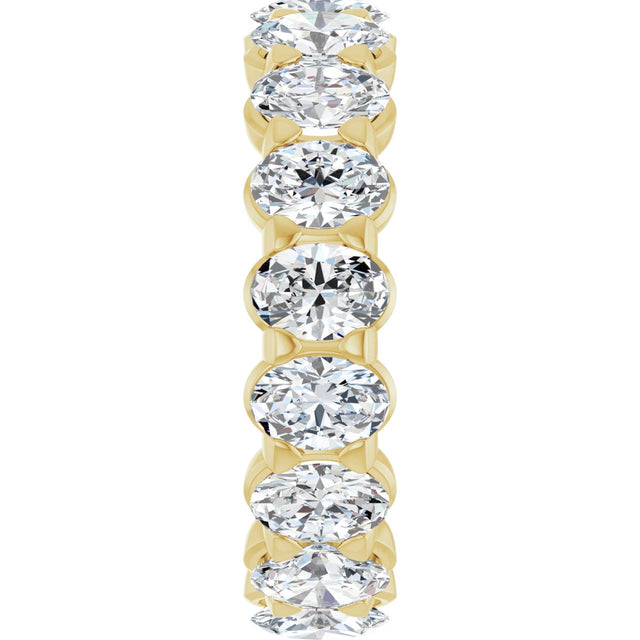 14K Gold Oval Natural Diamond Low Profile Eternity Band - 5x3.5mm Stones - Yellow Gold - view 9