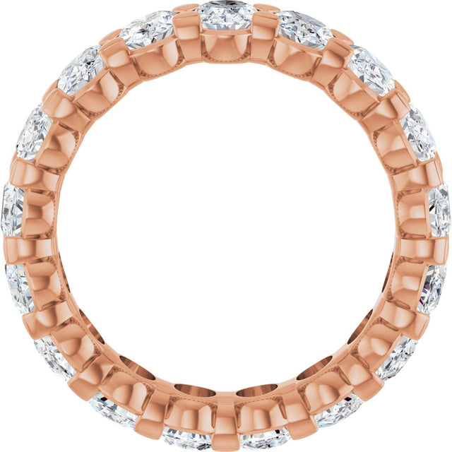14K Gold Oval Natural Diamond Low Profile Eternity Band - 5x3.5mm Stones - Rose Gold - view 7