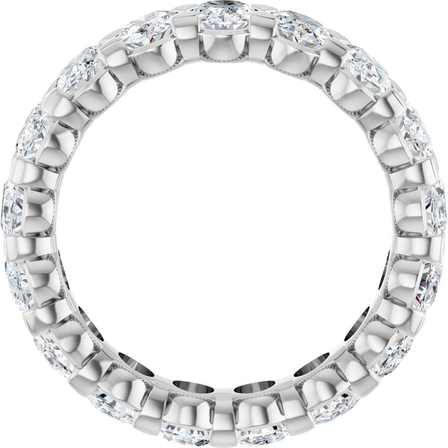 14K Gold Oval Natural Diamond Low Profile Eternity Band - 5x3.5mm Stones - White Gold - view 7