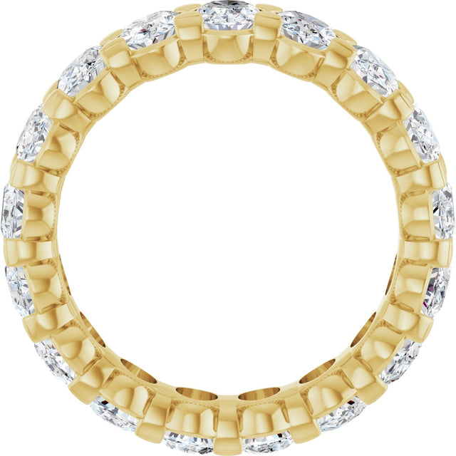 14K Gold Oval Natural Diamond Low Profile Eternity Band - 5x3.5mm Stones - Yellow Gold - view 7