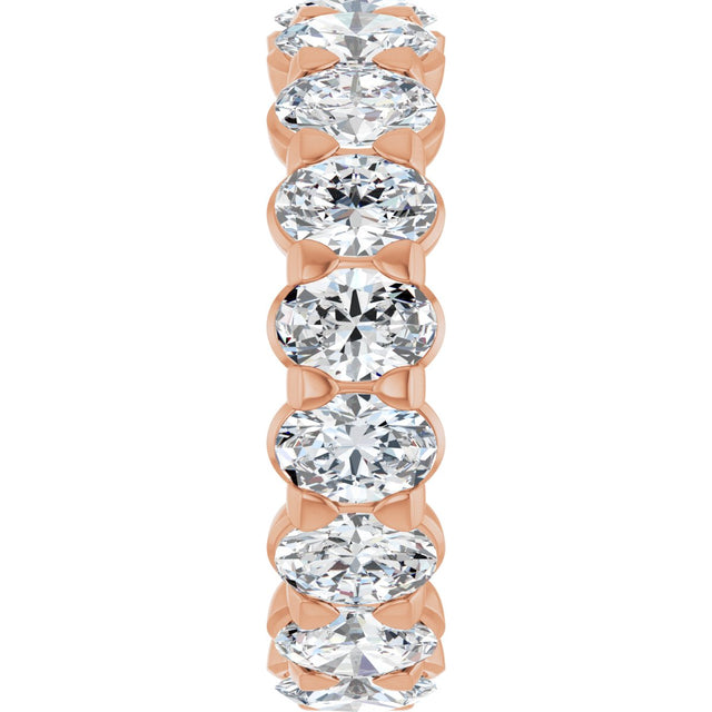 14K Gold Oval Natural Diamond Low Profile Eternity Band - 5x3.5mm Stones - Rose Gold - view 9