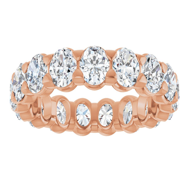 14K Gold Oval Lab-Grown Diamond Low Profile Eternity Band - 5x3.5mm Stones - Rose Gold - view 8
