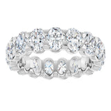 14K Gold Oval Natural Diamond Low Profile Eternity Band - 5x3.5mm Stones - White Gold - view 8