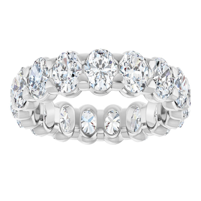 14K Gold Oval Natural Diamond Low Profile Eternity Band - 5x3.5mm Stones - White Gold - view 8