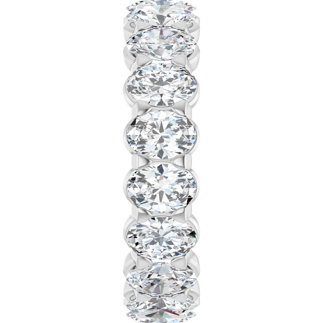 Platinum Oval Natural Diamond Low Profile Eternity Band - 5x3.5mm Stones - view 9