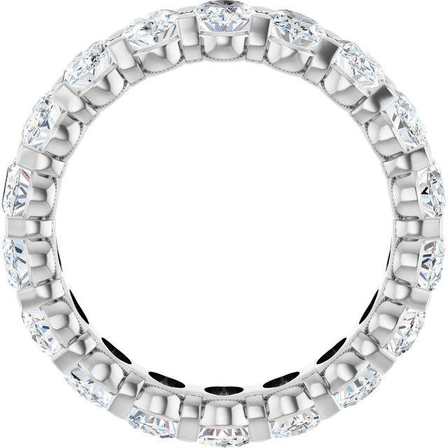 14K Gold Oval Lab-Grown Diamond Low Profile Eternity Band - 5x3.5mm Stones - White Gold - view 7