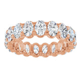 14K Gold Oval Natural Diamond Low Profile Eternity Band - 5x3.5mm Stones - Rose Gold - view 8
