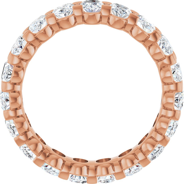 14K Gold Oval Lab-Grown Diamond Low Profile Eternity Band - 5x3.5mm Stones - Rose Gold - view 7