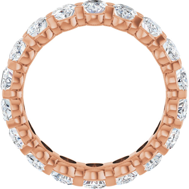 14K Gold Oval Natural Diamond Low Profile Eternity Band - 5x3.5mm Stones - Rose Gold - view 7