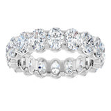 14K Gold Oval Natural Diamond Low Profile Eternity Band - 5x3.5mm Stones - White Gold - view 8