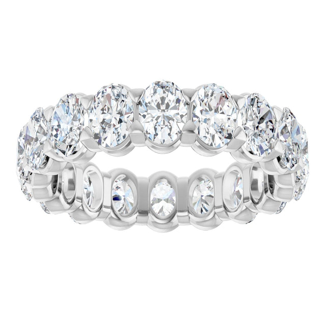 14K Gold Oval Natural Diamond Low Profile Eternity Band - 5x3.5mm Stones - White Gold - view 8