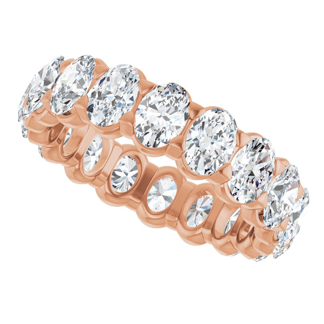 14K Gold Oval Lab-Grown Diamond Low Profile Eternity Band - 5x3.5mm Stones - Rose Gold - view 10