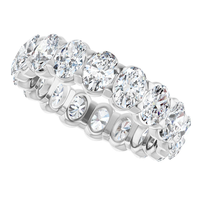 14K Gold Oval Lab-Grown Diamond Low Profile Eternity Band - 5x3.5mm Stones - White Gold - view 10