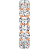 14K Gold Oval Natural Diamond Low Profile Eternity Band - 5x3.5mm Stones - Rose Gold - view 9