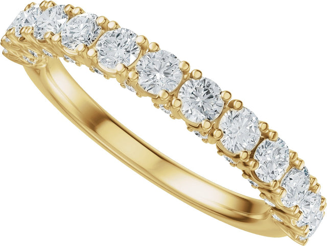 14K Gold Round Natural Diamond Accented Anniversary Band - 7/8-1 1/5 CTW - Yellow Gold - view 5