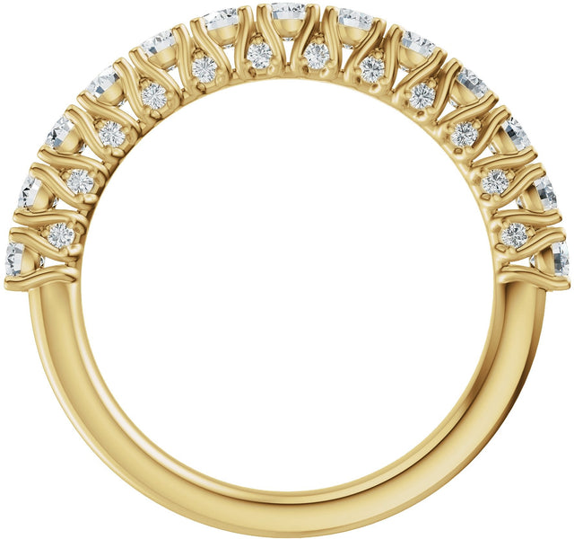 14K Gold Round Natural Diamond Accented Anniversary Band - 7/8-1 1/5 CTW - Yellow Gold - view 2