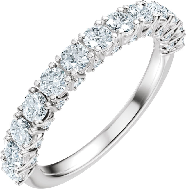 14K Gold Round Lab-Grown Diamond Accented Anniversary Band - 7/8-1 1/5 CTW - White Gold