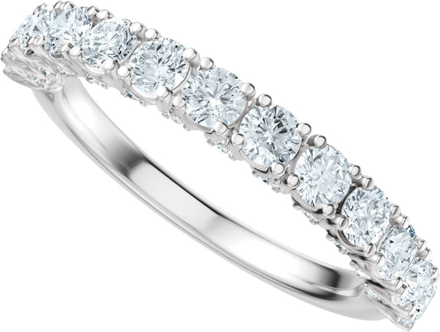 14K Gold Round Lab-Grown Diamond Accented Anniversary Band - 7/8-1 1/5 CTW - White Gold - view 5