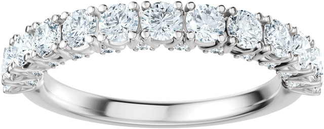 14K Gold Round Lab-Grown Diamond Accented Anniversary Band - 7/8-1 1/5 CTW - White Gold - view 3