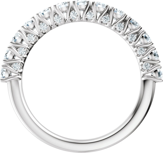 14K Gold Round Lab-Grown Diamond Accented Anniversary Band - 7/8-1 1/5 CTW - White Gold - view 2