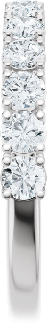 14K Gold Round Natural Diamond Accented Anniversary Band - 7/8-1 1/5 CTW - White Gold - view 4