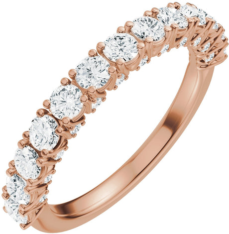 14K Gold Round Lab-Grown Diamond Accented Anniversary Band - 7/8-1 1/5 CTW - Rose Gold