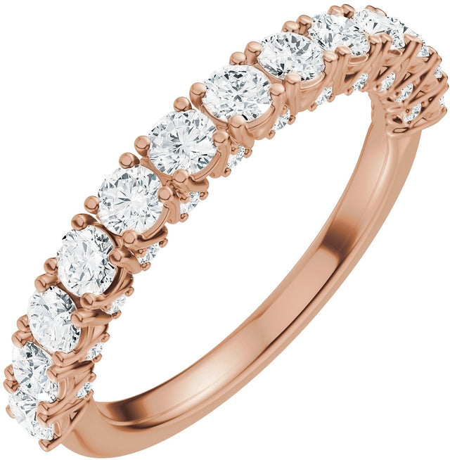 14K Gold Round Lab-Grown Diamond Accented Anniversary Band - 7/8-1 1/5 CTW - Rose Gold