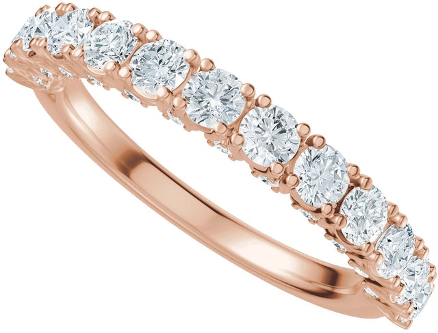 14K Gold Round Lab-Grown Diamond Accented Anniversary Band - 7/8-1 1/5 CTW - Rose Gold - view 5