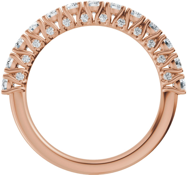14K Gold Round Lab-Grown Diamond Accented Anniversary Band - 7/8-1 1/5 CTW - Rose Gold - view 2