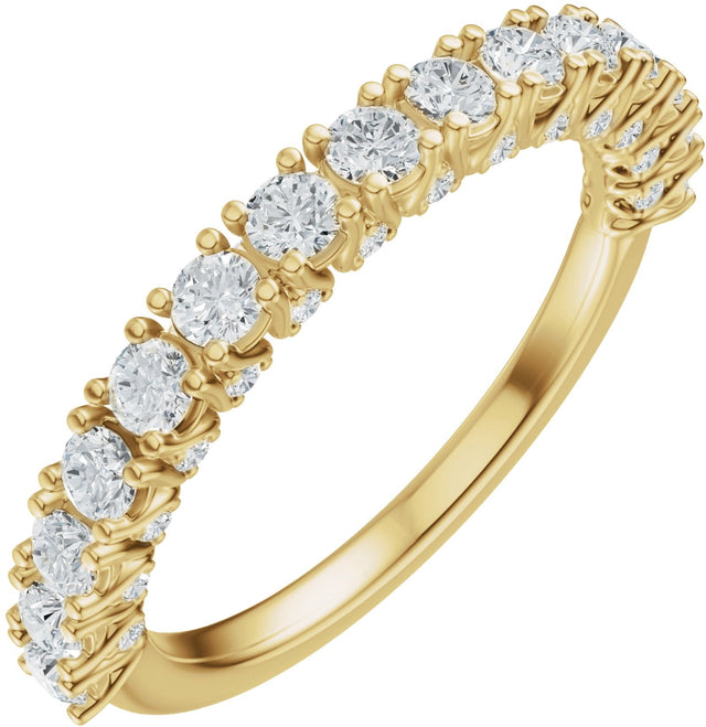 14K Gold Round Natural Diamond Accented Anniversary Band - 7/8-1 1/5 CTW - Yellow Gold