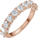 14K Gold Round Natural Diamond Accented Anniversary Band - 7/8-1 1/5 CTW - Rose Gold