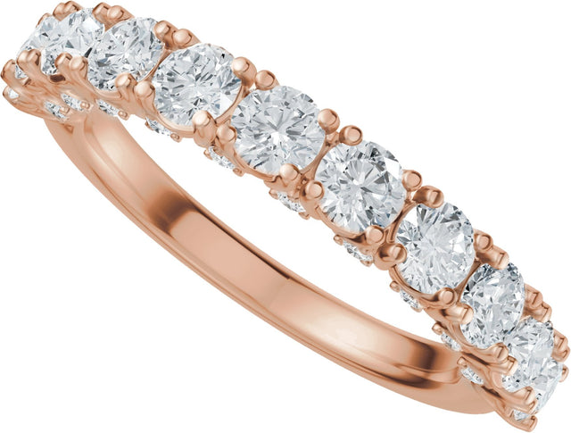 14K Gold Round Lab-Grown Diamond Accented Anniversary Band - 7/8-1 1/5 CTW - Rose Gold - view 5