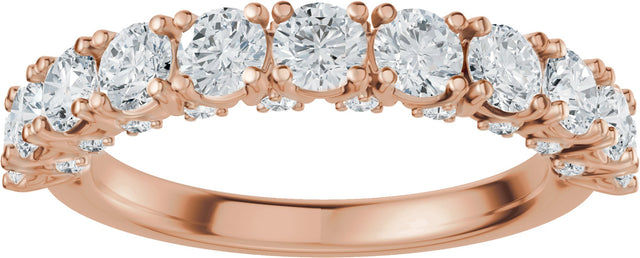 14K Gold Round Lab-Grown Diamond Accented Anniversary Band - 7/8-1 1/5 CTW - Rose Gold - view 3