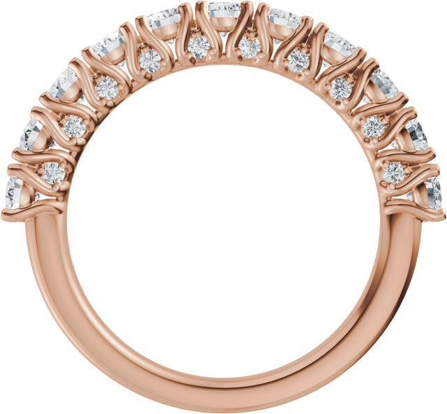 14K Gold Round Lab-Grown Diamond Accented Anniversary Band - 7/8-1 1/5 CTW - Rose Gold - view 2