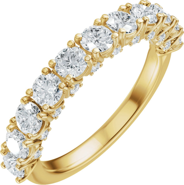 14K Gold Round Lab-Grown Diamond Accented Anniversary Band - 7/8-1 1/5 CTW - Yellow Gold