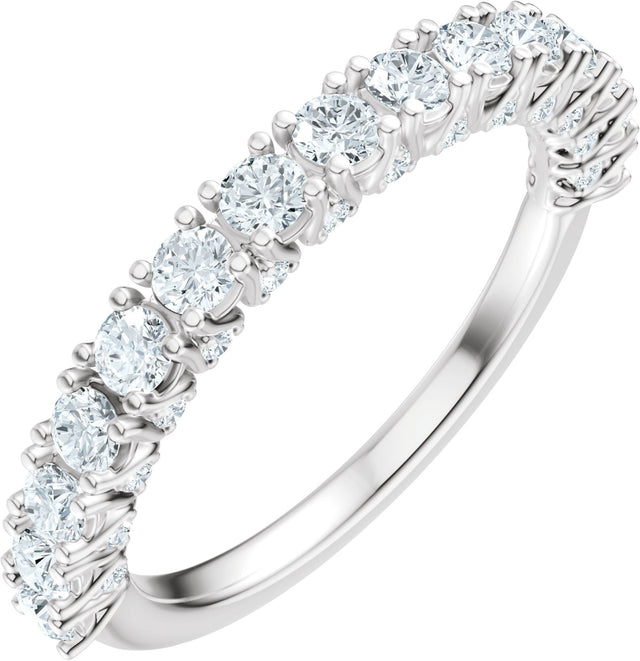 14K Gold Round Lab-Grown Diamond Accented Anniversary Band - 7/8-1 1/5 CTW - White Gold
