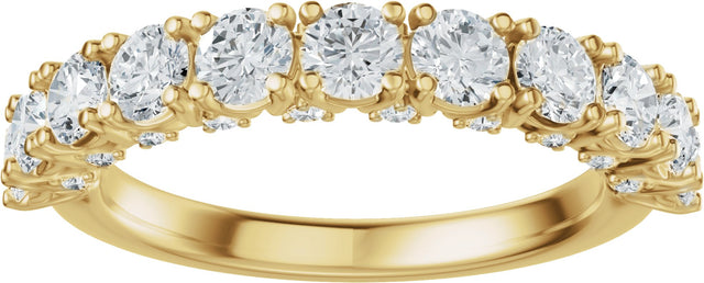 14K Gold Round Lab-Grown Diamond Accented Anniversary Band - 7/8-1 1/5 CTW - Yellow Gold - view 3