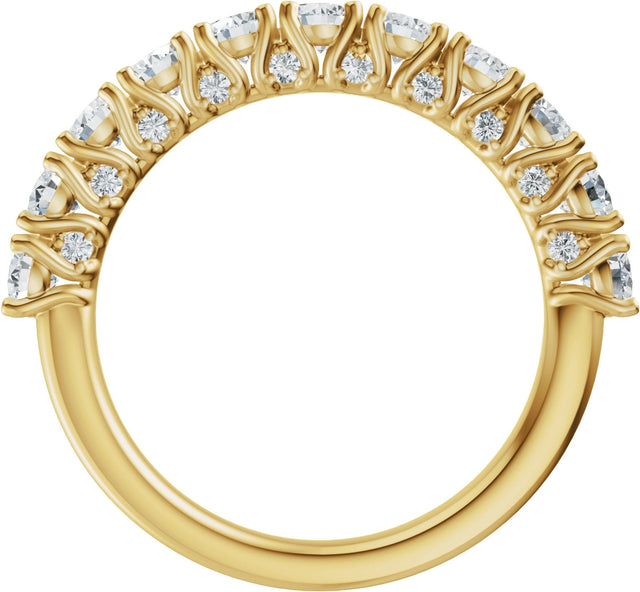 14K Gold Round Lab-Grown Diamond Accented Anniversary Band - 7/8-1 1/5 CTW - Yellow Gold - view 2
