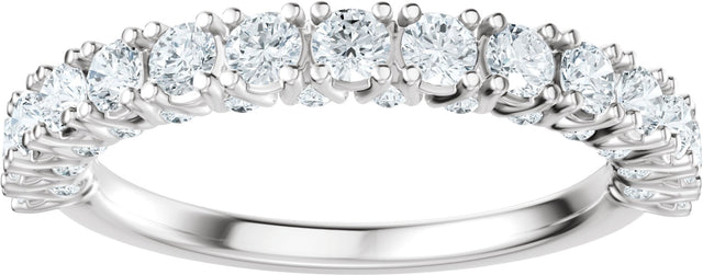 14K Gold Round Lab-Grown Diamond Accented Anniversary Band - 7/8-1 1/5 CTW - White Gold - view 3