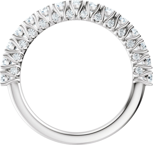 14K Gold Round Lab-Grown Diamond Accented Anniversary Band - 7/8-1 1/5 CTW - White Gold - view 2
