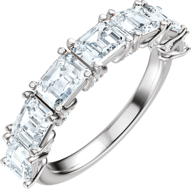 Platinum Emerald Lab-Grown Diamond Accented Anniversary Band - 2 7/8 CTW