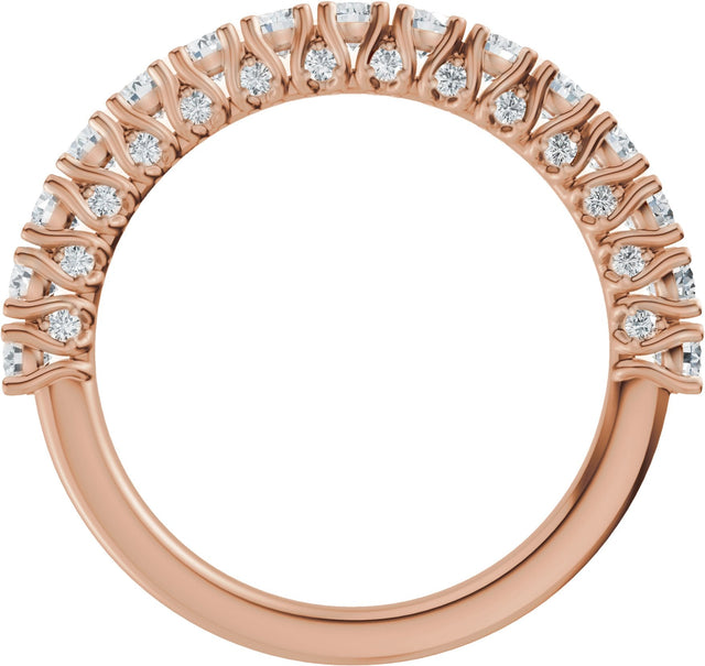 14K Gold Round Lab-Grown Diamond Accented Anniversary Band - 7/8-1 1/5 CTW - Rose Gold - view 2