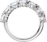 14K Gold Emerald Lab-Grown Diamond Accented Anniversary Band - 2 7/8 CTW - White Gold - view 2