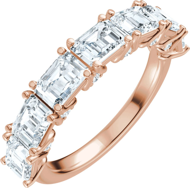 14K Gold Emerald Natural Diamond Accented Anniversary Band - 2 7/8 CTW - Rose Gold