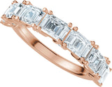 14K Gold Emerald Lab-Grown Diamond Accented Anniversary Band - 2 7/8 CTW - Rose Gold - view 5