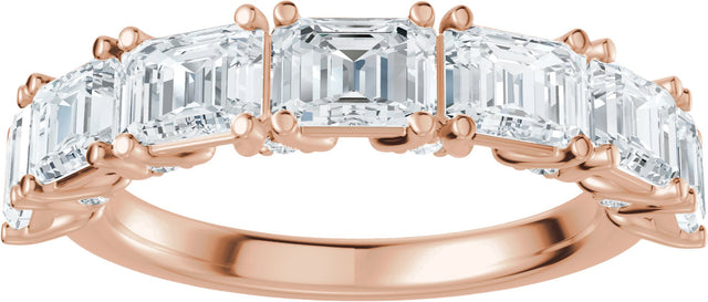 14K Gold Emerald Lab-Grown Diamond Accented Anniversary Band - 2 7/8 CTW - Rose Gold - view 3